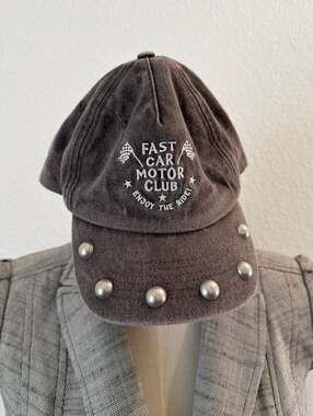 Free People Understated Leather Fast Car Motor Club Studded Baseball Hat